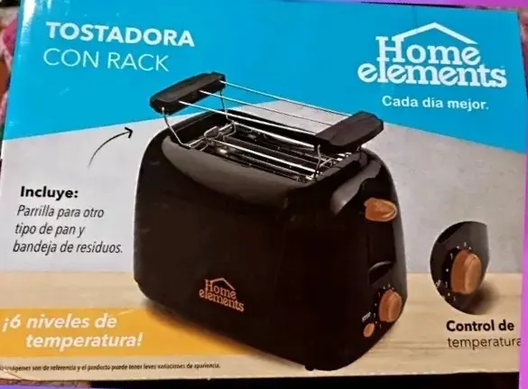 Tostadora Home Elements con rack y control de temperatura