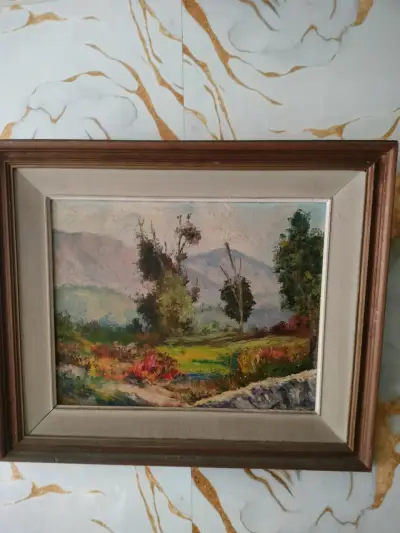 Cuadro de paisaje marino con marco dorado - miniatura 4