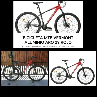 Bicicleta MTB Vermont Aro 29 Roja - miniatura 2