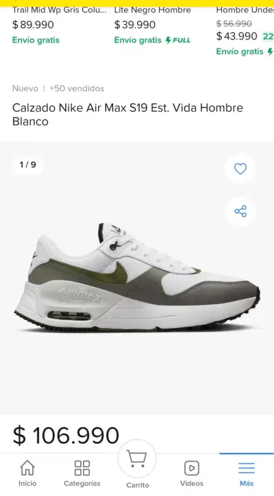 Zapatillas Nike Air Max Original Hombre Blancas - miniatura 1