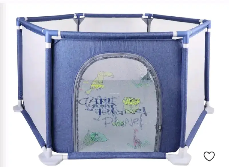 Corral de juegos para bebé azul plegable - 1