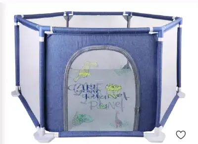 Corral de juegos para bebé azul plegable - miniatura 1