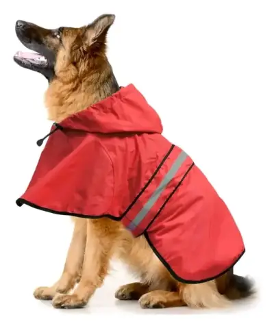 Capa impermeable para perro con capucha roja - miniatura 1