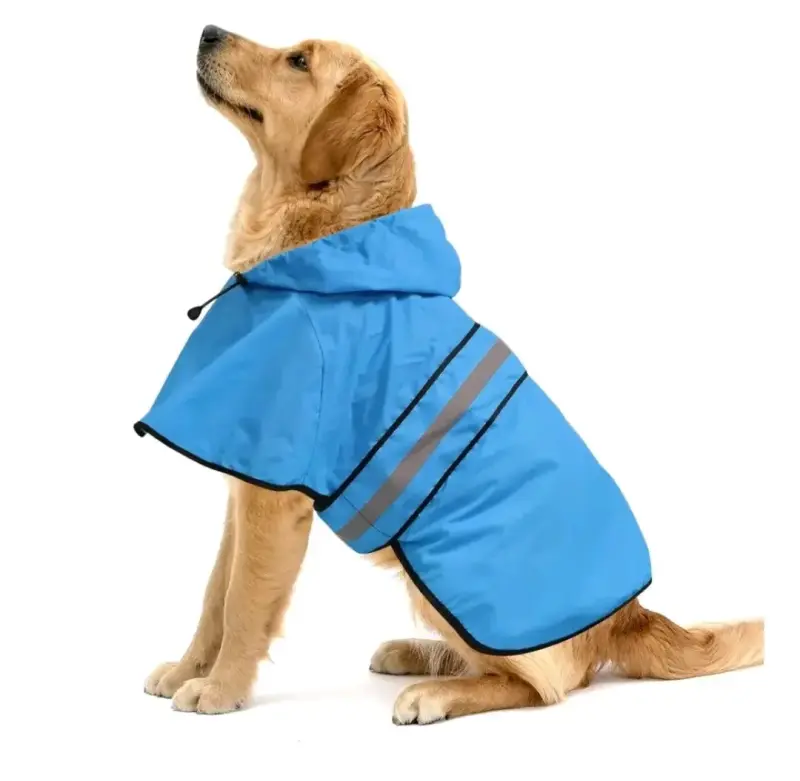 Impermeable para perro azul con capucha (Talla M) - 1