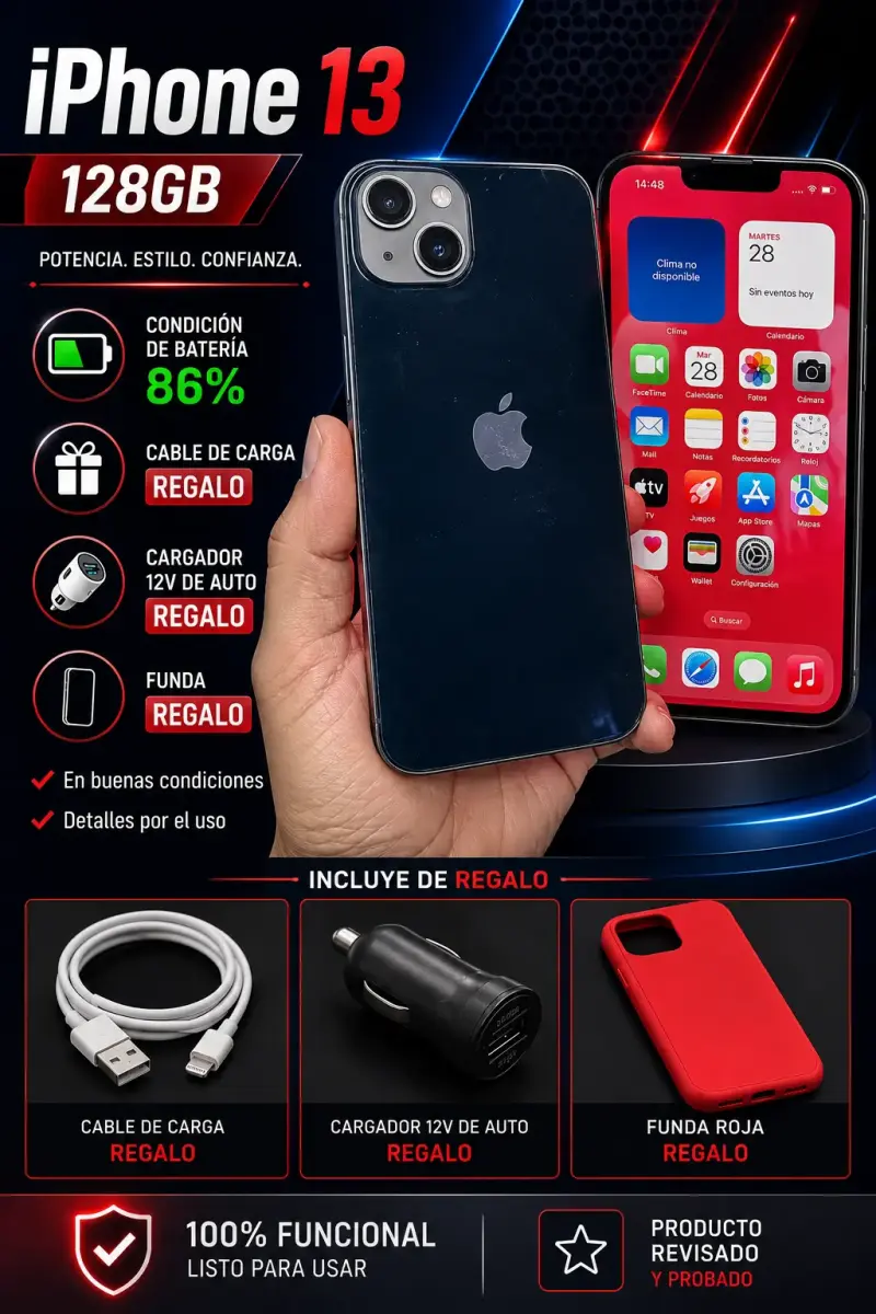 iPhone 13 128GB con accesorios incluidos - 1