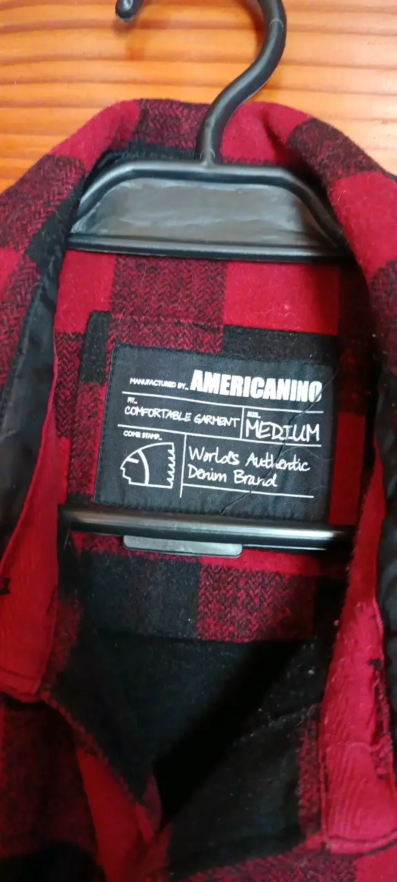 Camisa de franela a cuadros roja y negra Americano - 2