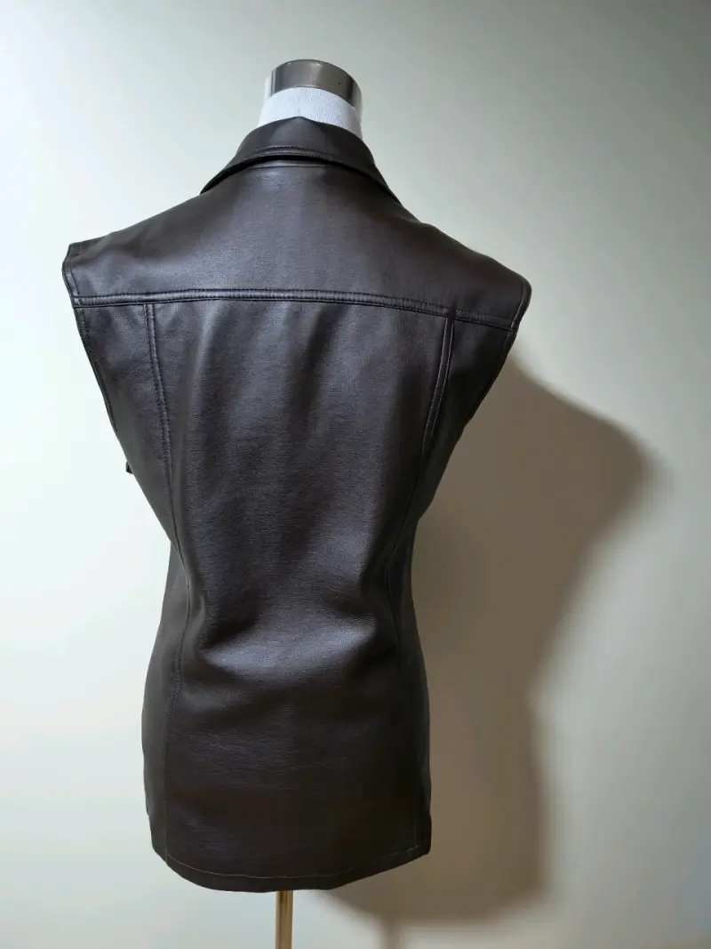 Chaqueta de cuero sintético sin mangas para mujer - 2