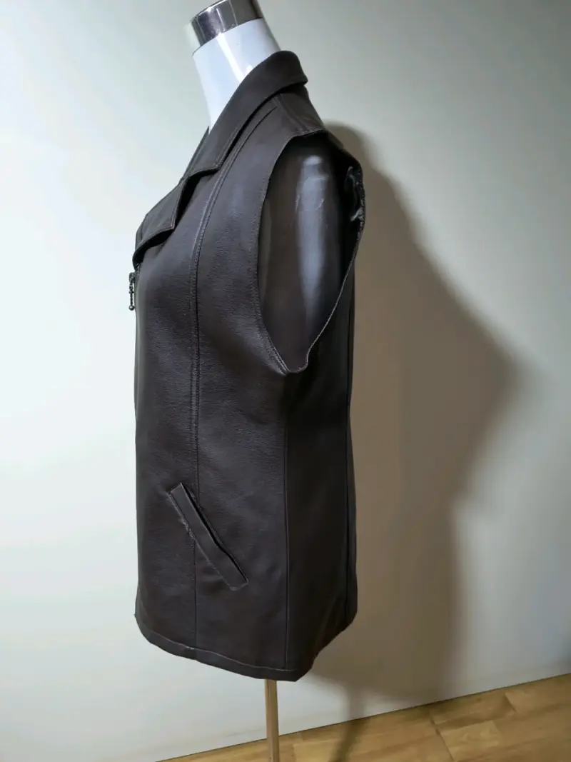 Chaqueta de cuero sintético sin mangas para mujer - 3