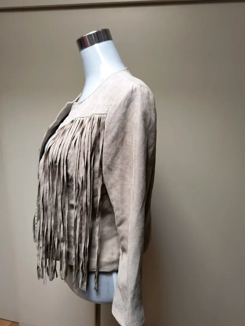 Chaqueta de gamuza con flecos beige Sybilla - 2