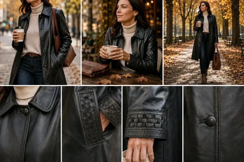 Chaqueta Larga de Cuero Premium Dino Creaciones - 6