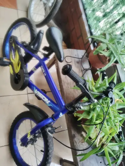 Bicicleta infantil azul Vision con ruedas de entrenamiento - miniatura 1