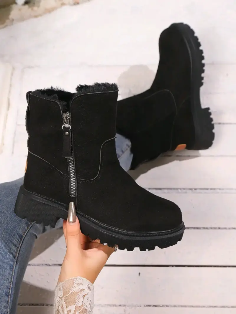 Botines negros de invierno con cierre lateral - 1