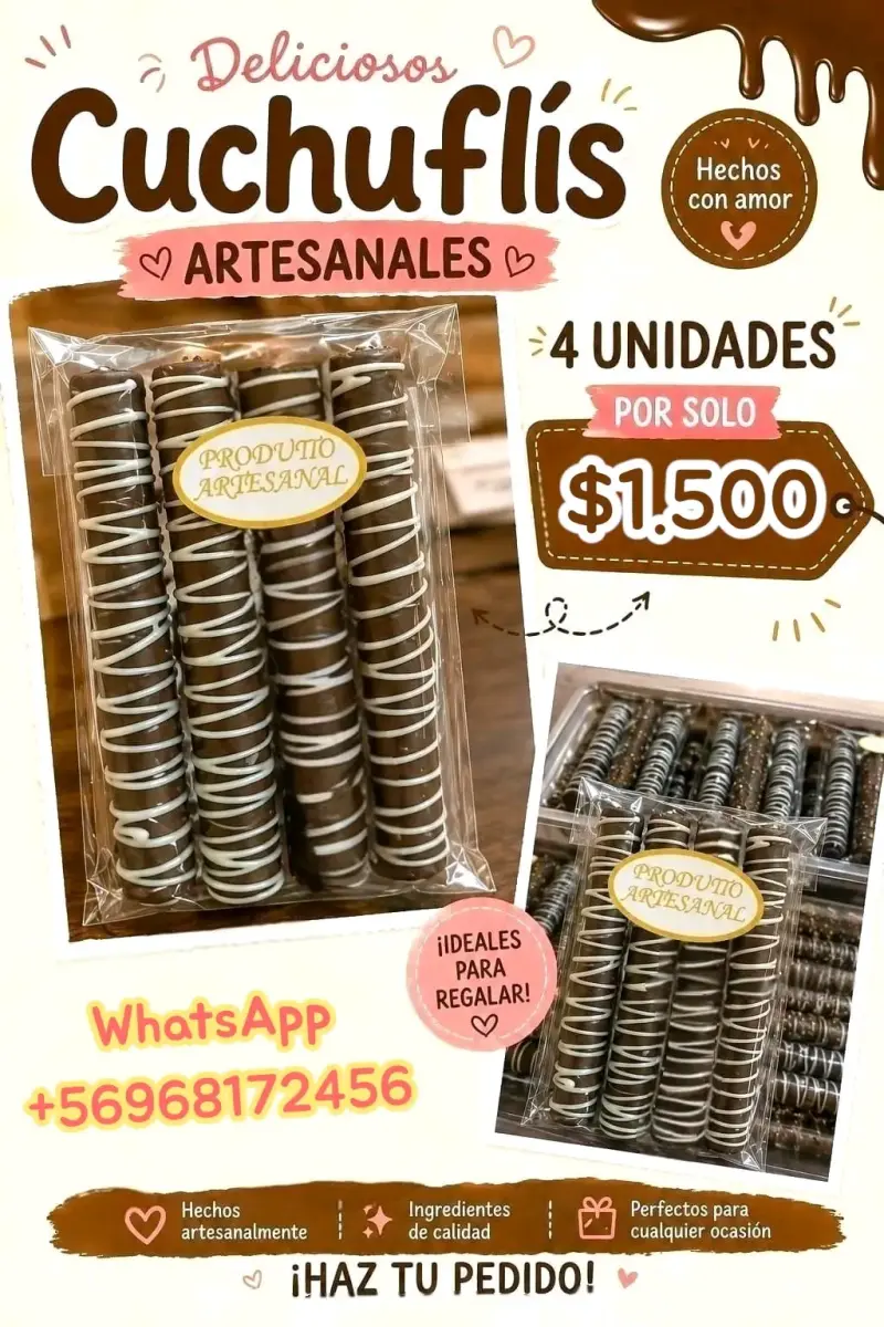 Cuchuflís artesanales deliciosos 4 unidades