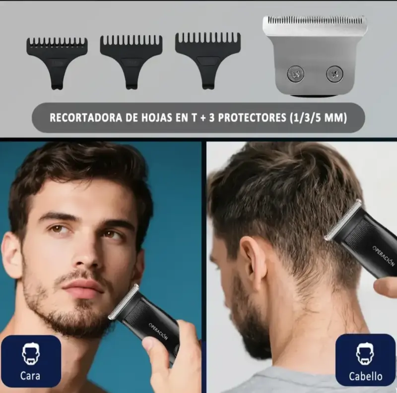 Recortadora de cabello y barba Operación con 3 peines - 1