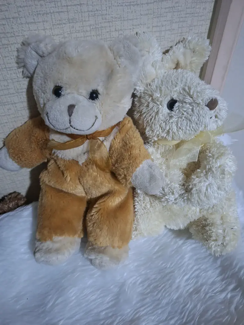 Peluches osito y conejo suaves sonajeros