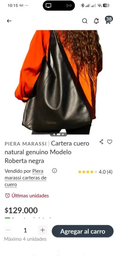 Cartera de cuero genuino negra Piera Marassi - miniatura 1