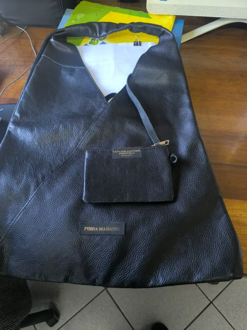Cartera de cuero genuino negra Piera Marassi - 2