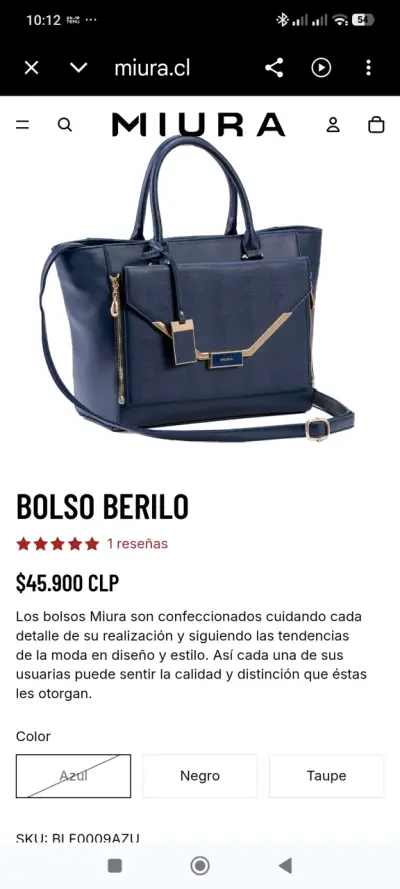 Bolso Miura Berilo Azul con Detalles Dorados - miniatura 1