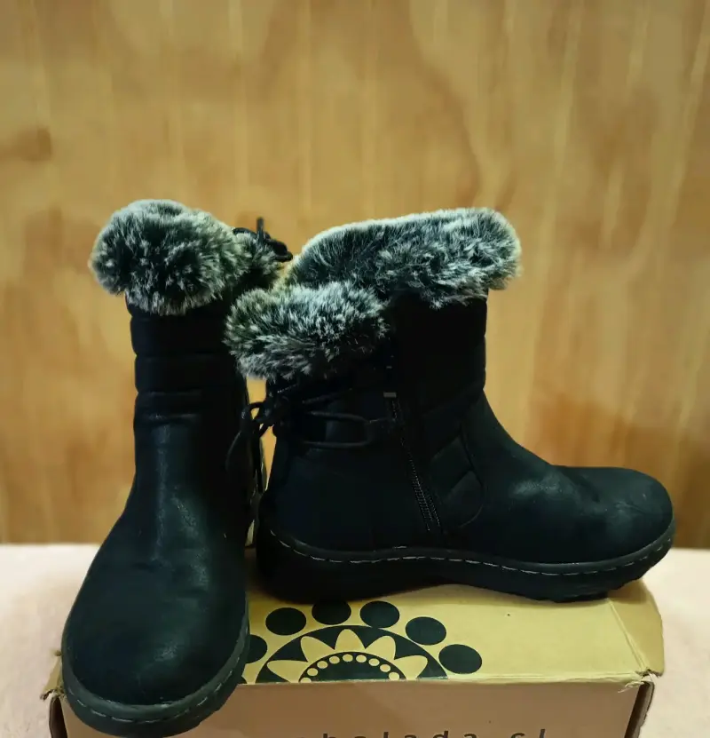 Botas de invierno para mujer color burdeos con forro de lana - 5