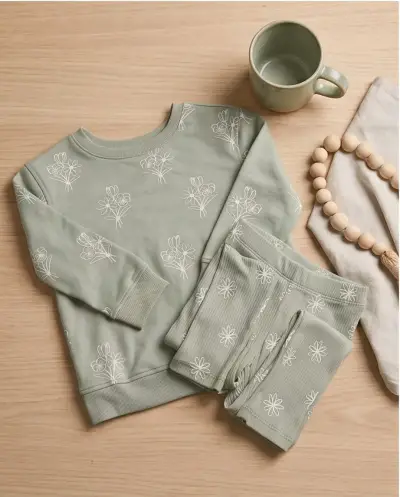 Conjunto infantil verde con estampado flo - miniatura 1