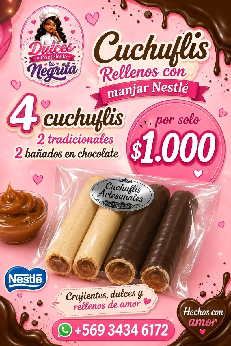Cuchuflis rellenos con manjar Nestlé
