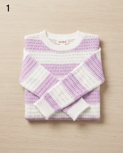 Suéter de punto lila y blanco para niños Cat & Jack - miniatura 1