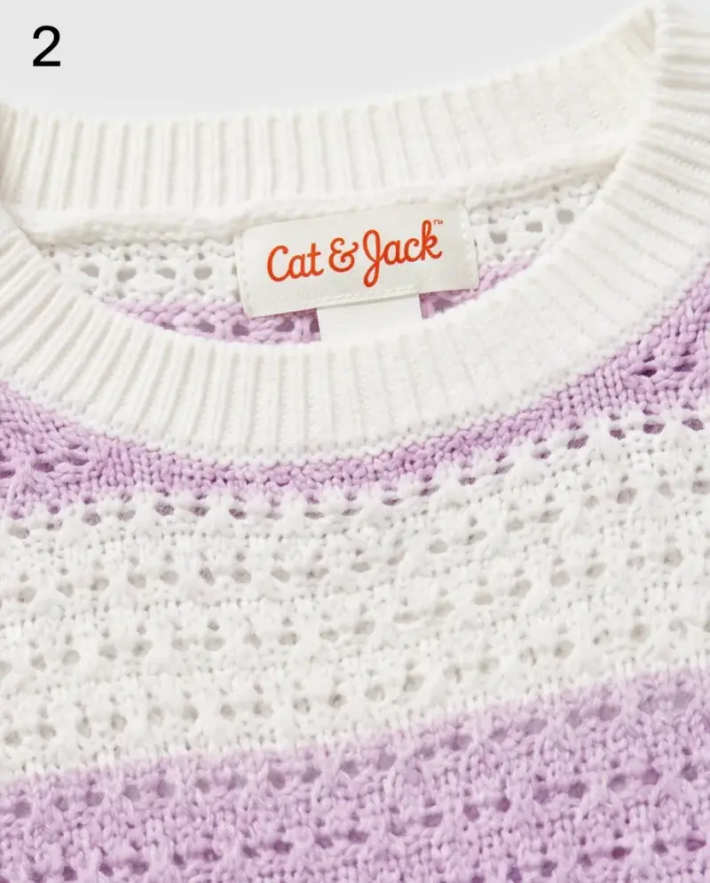 Suéter de punto lila y blanco para niños Cat & Jack - 2