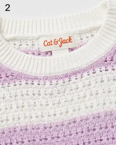 Suéter de punto lila y blanco para niños Cat & Jack - miniatura 2