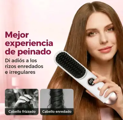 Cepillo alisador de cabello inalámbrico con carga USB - miniatura 5