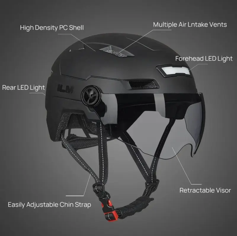 Casco ILM con Luces LED y Visor - 6