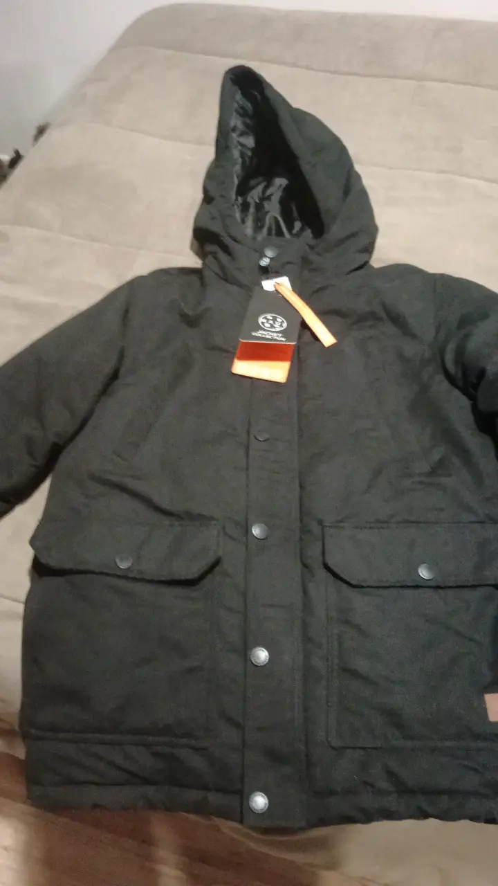 Parka negra con capucha para hombre - 1