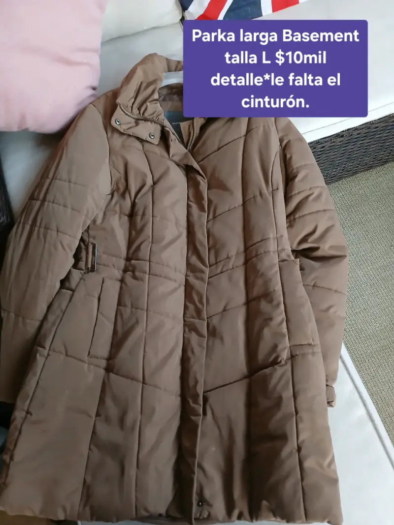 Parka larga marrón Basement talla L sin cinturón - 1