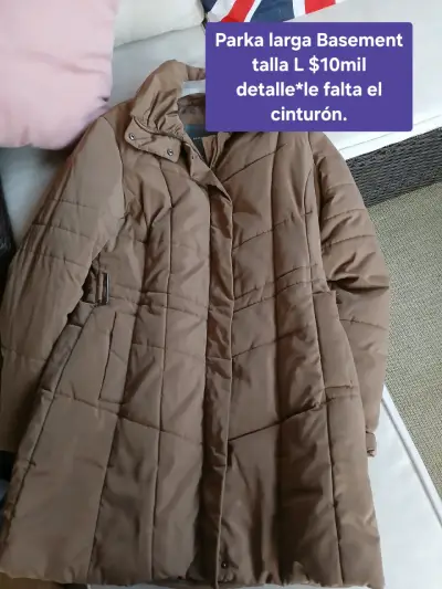 Parka larga marrón Basement talla L sin cinturón - miniatura 1