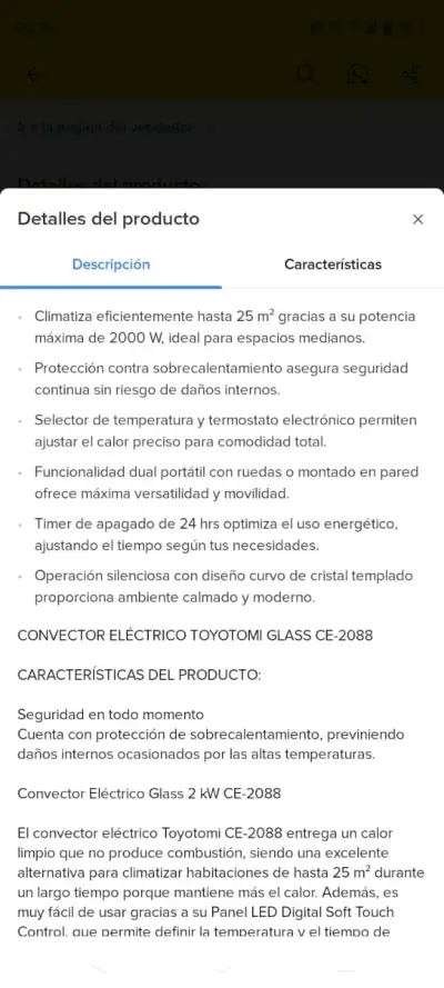 Convector Eléctrico Toyotomi Glass-2088 Blanco - miniatura 5