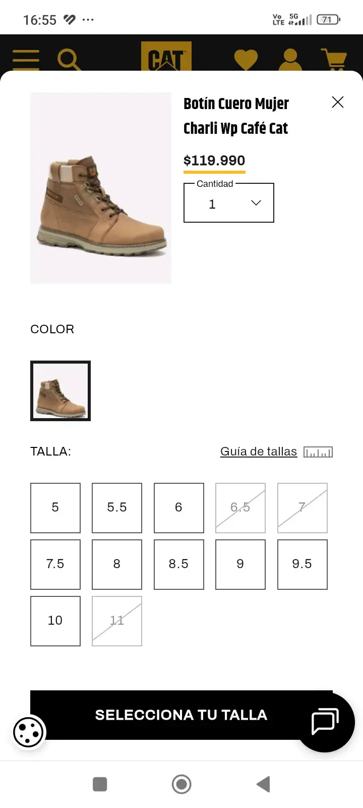 Botines de cuero para mujer CAT Charli WP café - 4