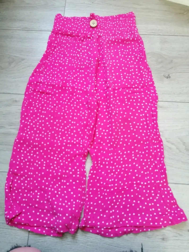 Pantalones de niña con lunares rosados y negros - 2
