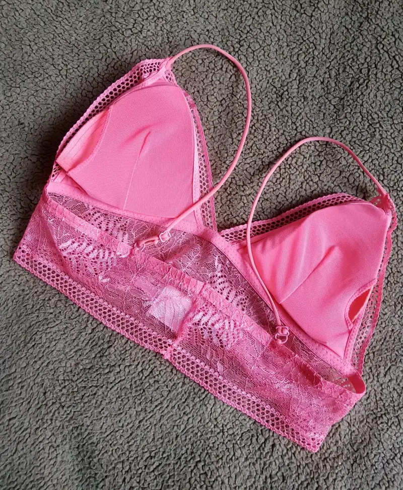 Bralette de encaje rosa talla M - 2