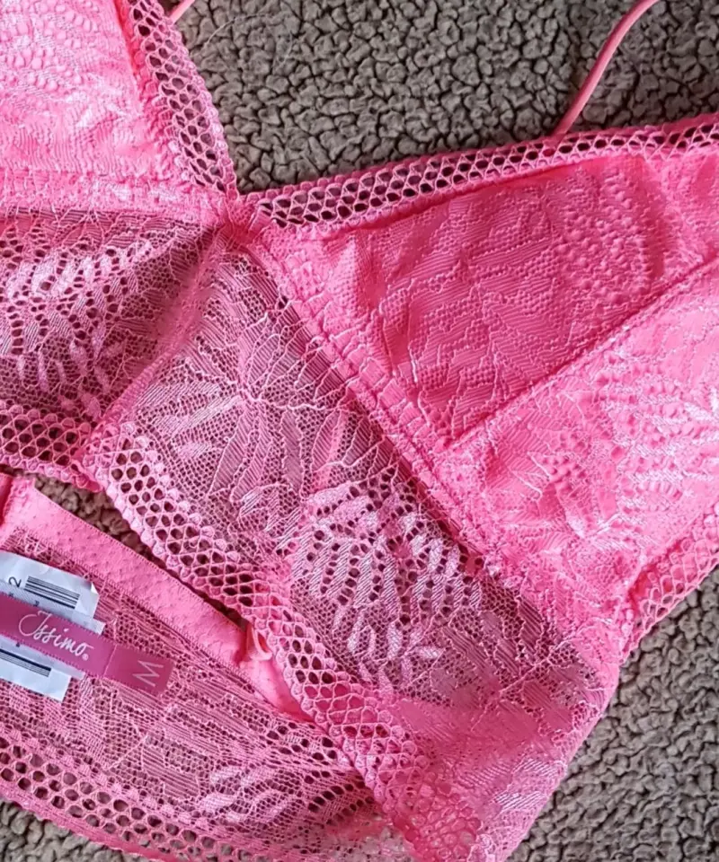 Bralette de encaje rosa talla M - 3