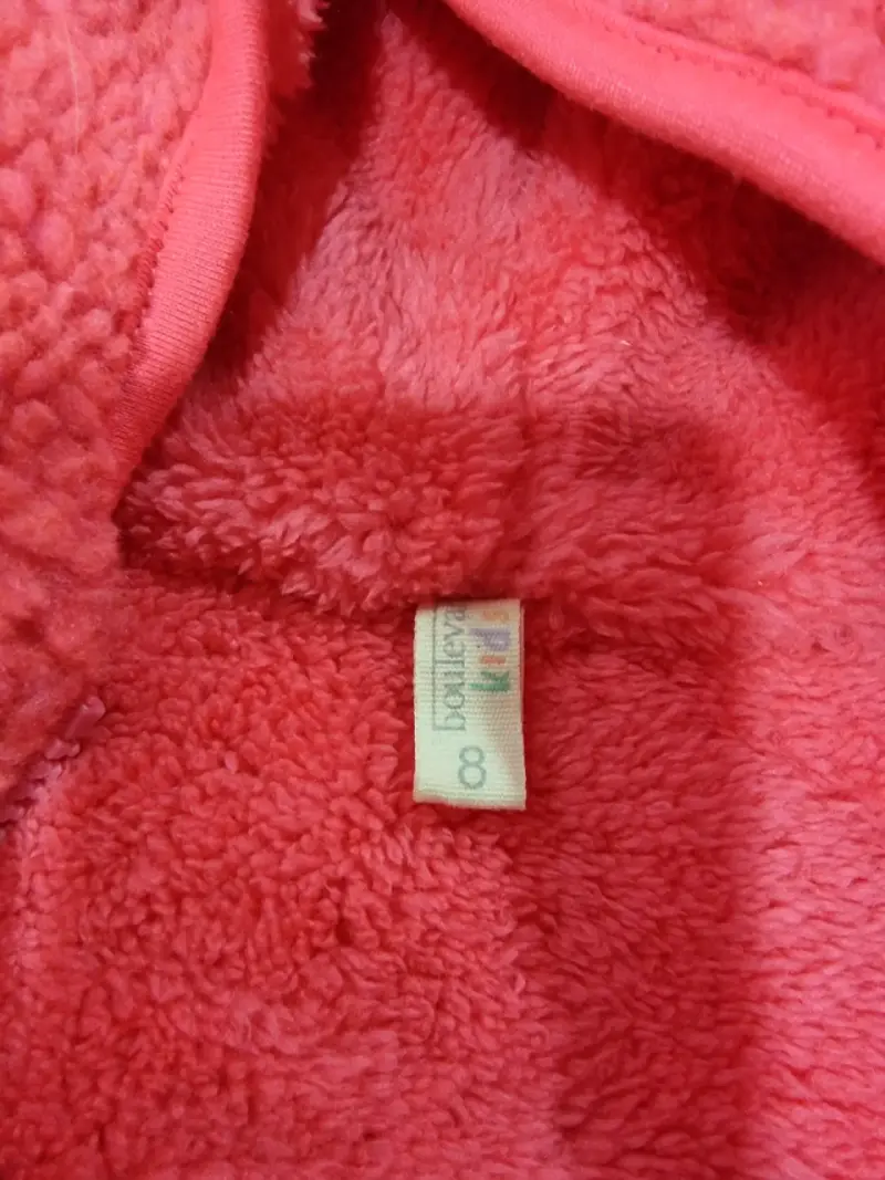 Chaqueta polar para niña con capucha rosa y beige - 3