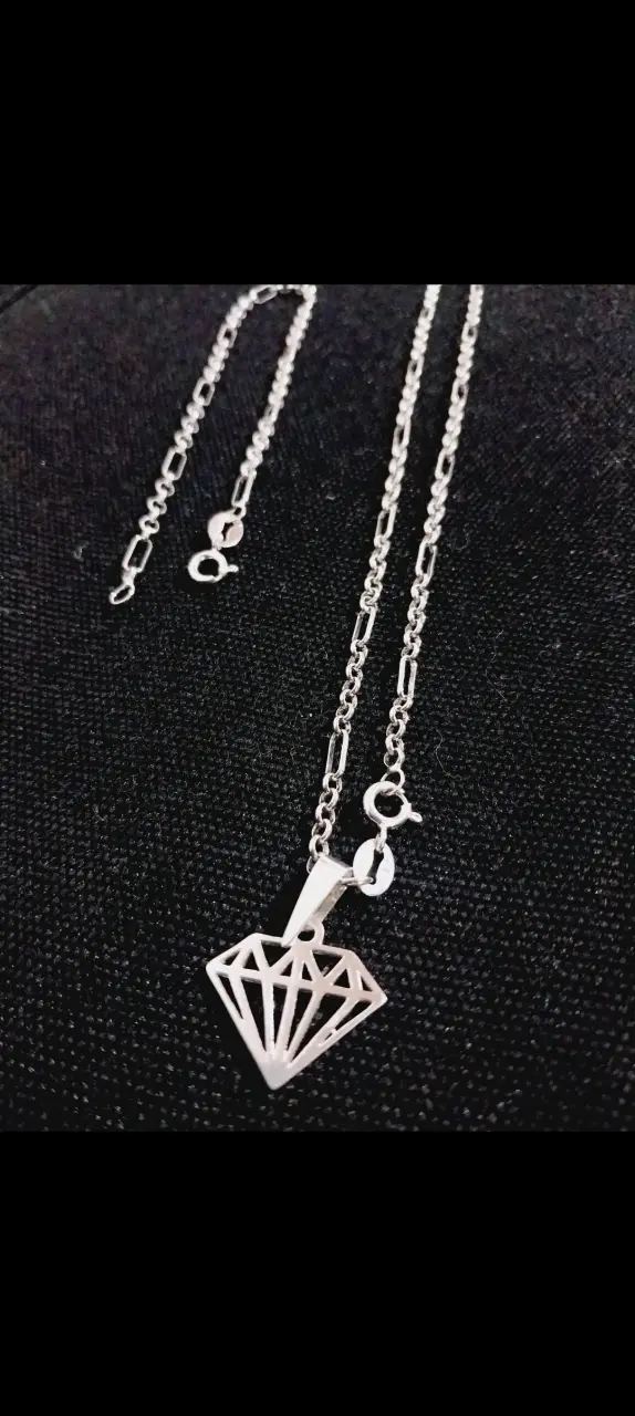 Collar de plata con dije de diamante - 1