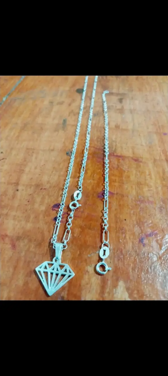 Collar de plata con dije de diamante - 2