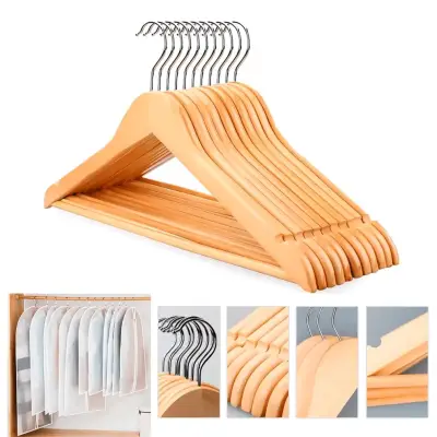 Pack 30 colgadores de madera natural nuevos - miniatura 3