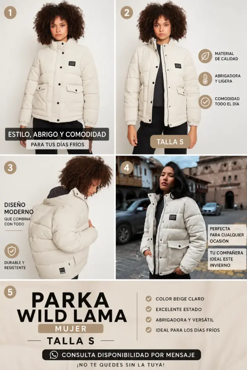 Parka Mujer Beige Claro Talla S Wild Lama - 1