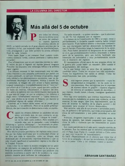 Revista Hoy edición especial plebiscito 1988 - miniatura 3