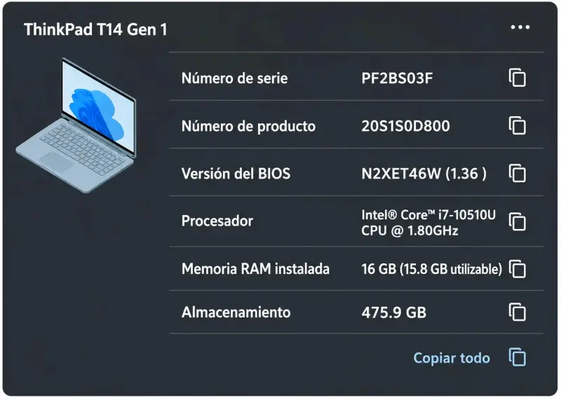 Laptop Lenovo ThinkPad T14 Gen 1 Intel Core i7 - 3