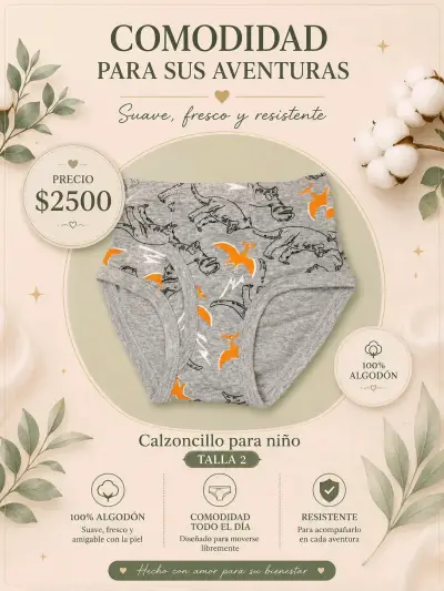 Calzoncillos para niño de algodón con estampado de dinosaurios - miniatura 1