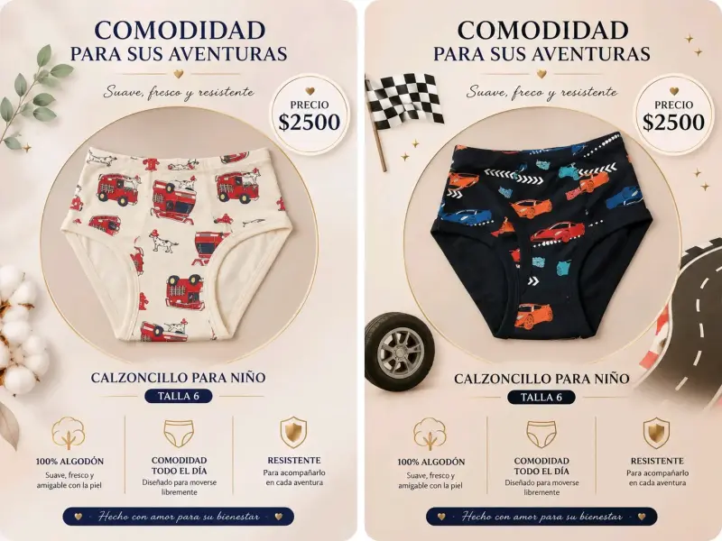 Calzoncillos para niño de algodón con estampado de dinosaurios - 2