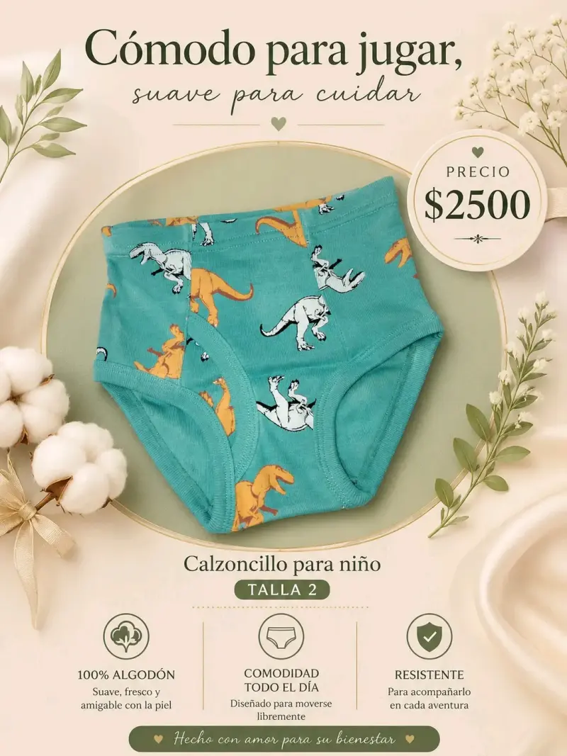 Calzoncillos para niño de algodón con estampado de dinosaurios - 4
