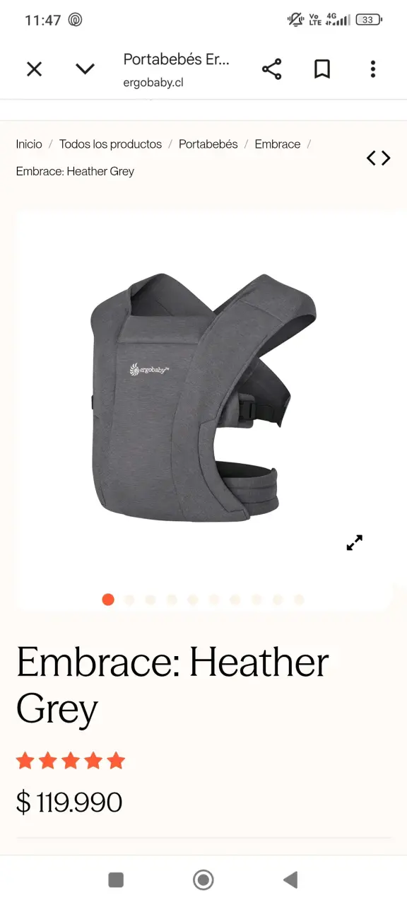 Portabebés ergonómico Ergobaby Embrace gris - 3
