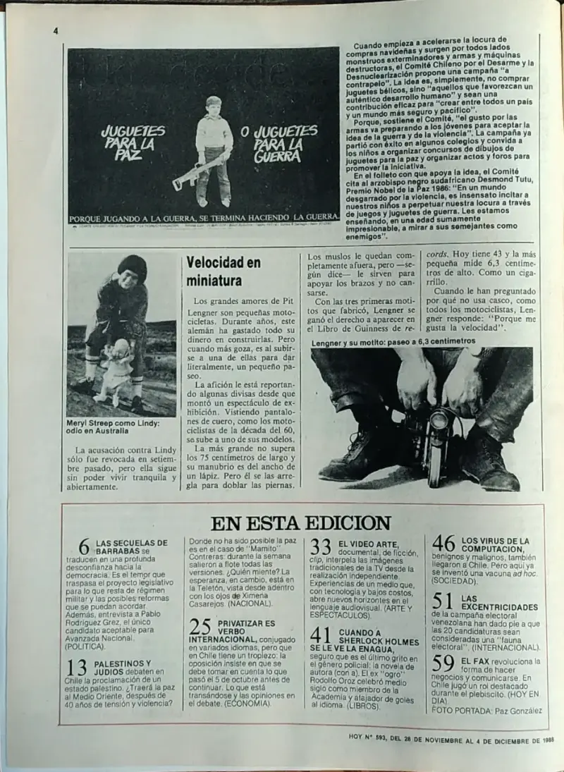 Revista Hoy 1984 Guerra Santa en Chile - 2